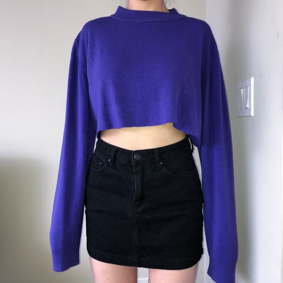 Purple Cropped Sweater - Picture 1 of 4